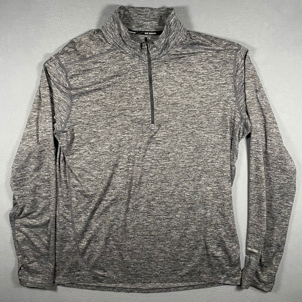 Nike Running Mens XL Dri-FIT Quarter Zip‎ Pullover Grey Space Dye 904946-021 - Picture 2 of 8